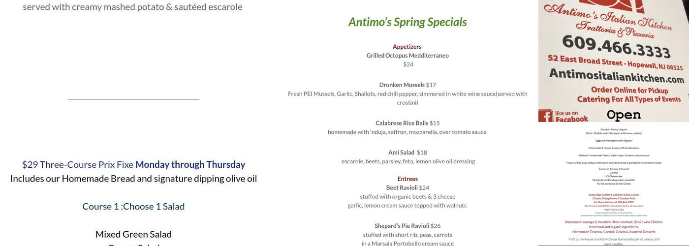 Antimo's Italian Kitchen Menu