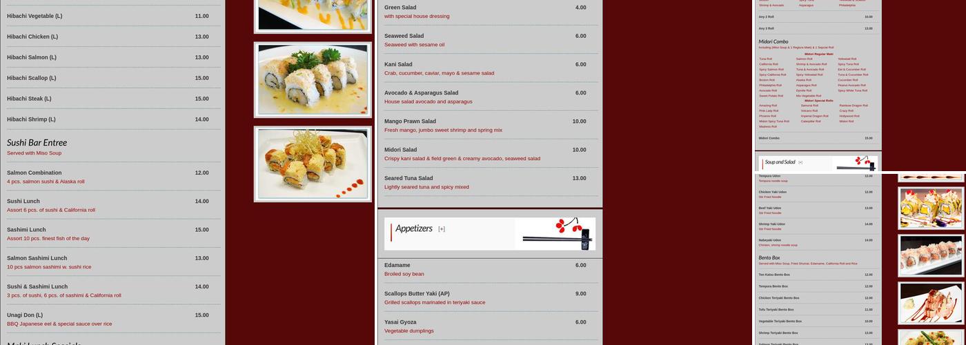Midori Sushi Menu