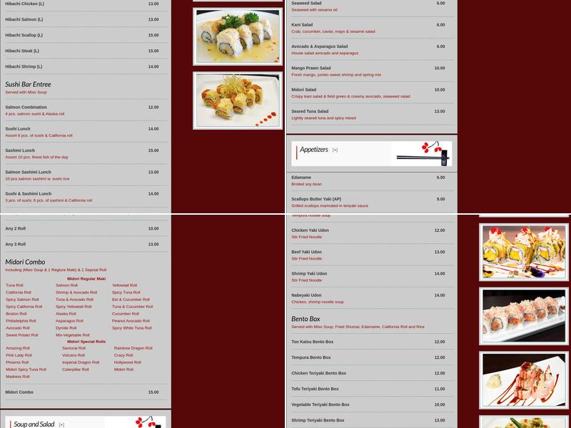 Midori Sushi Menu