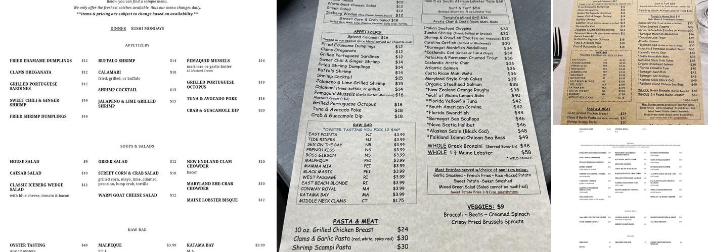 Blue Point Grill Menu