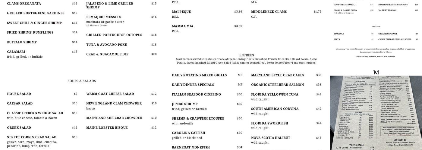 Blue Point Grill Menu