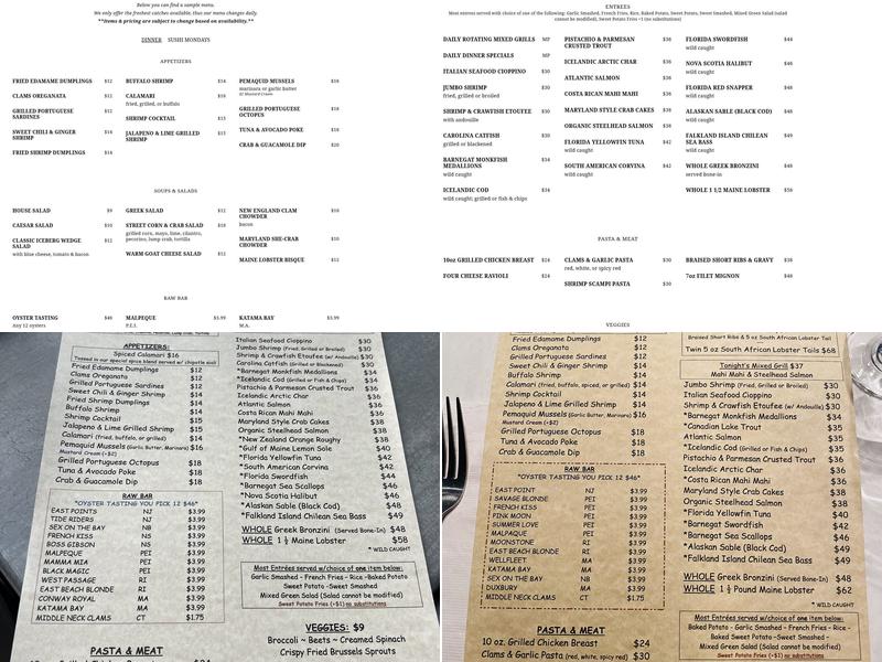 Blue Point Grill Menu
