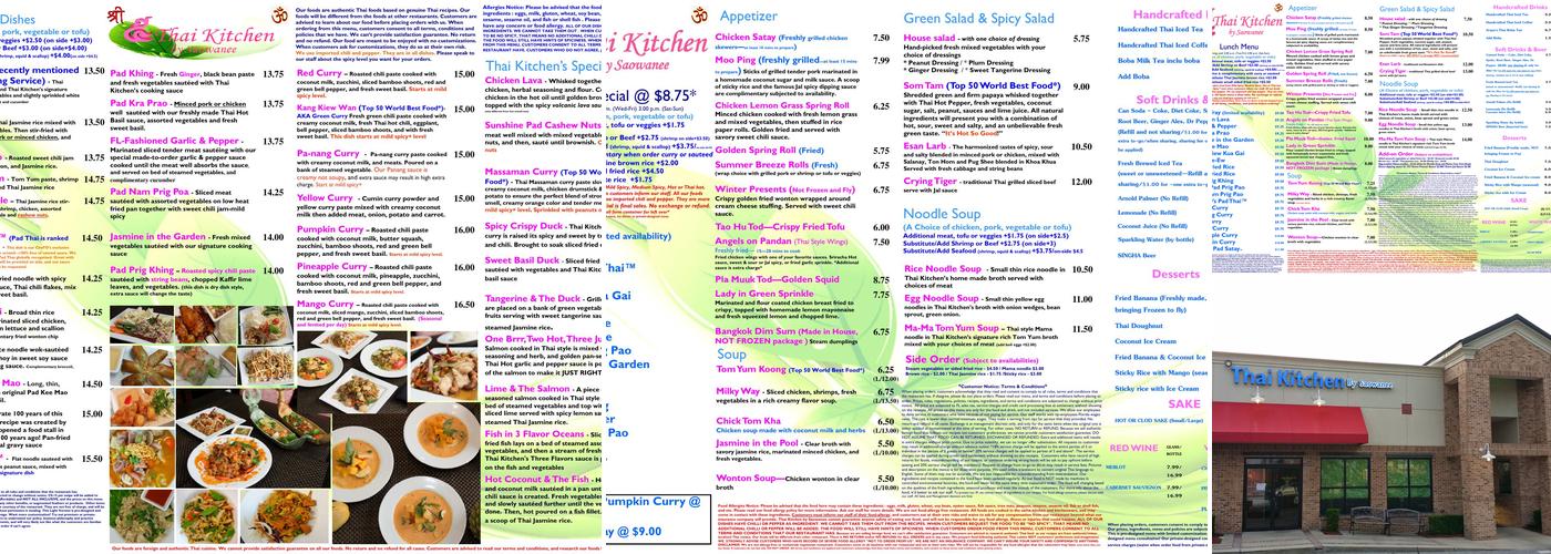 Thai Kitchen by Saowanee Menu