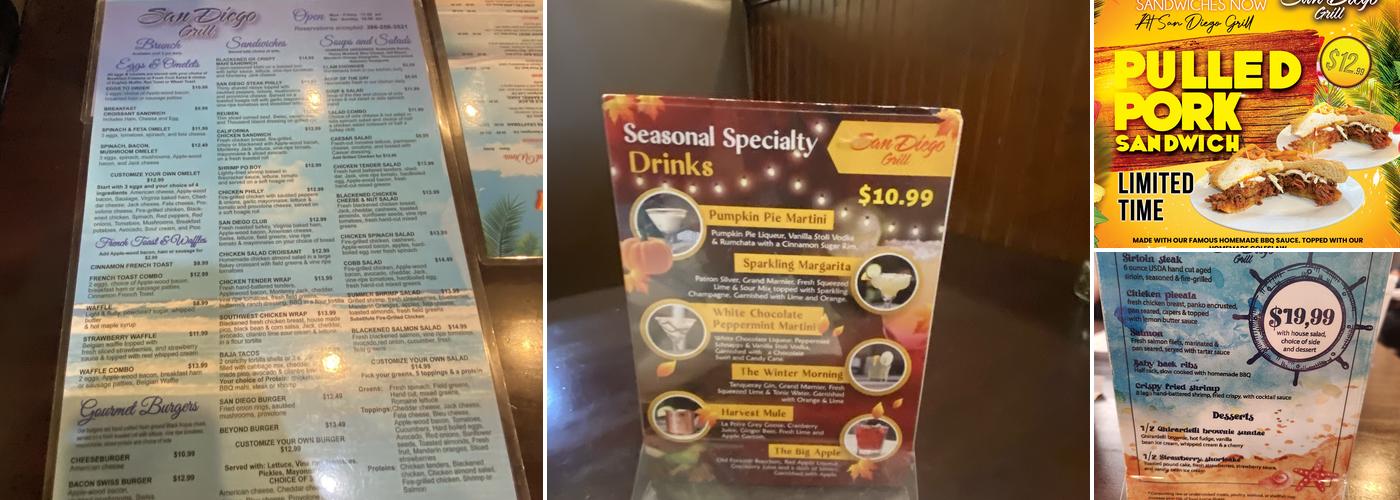 San Diego Grill | Port Orange Restaurant Menu