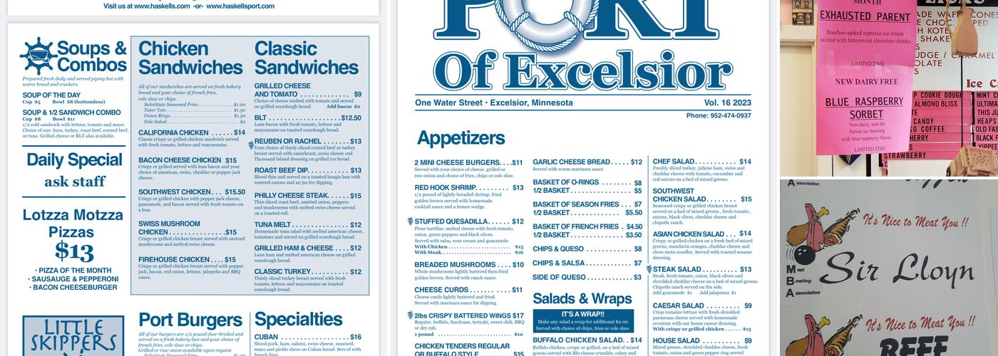 Haskell's Port of Excelsior Menu