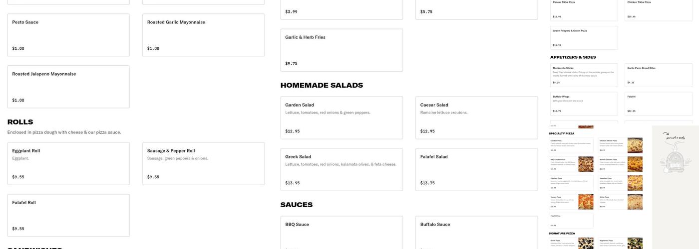 Singas Famous Pizza Menu
