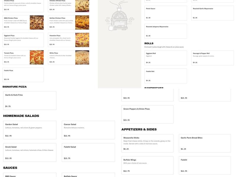 Singas Famous Pizza Menu