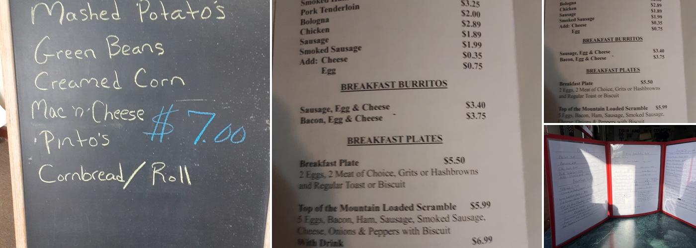 TOP OF THE MOUNTAIN Menu