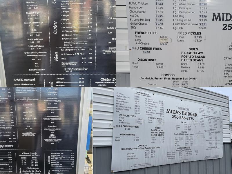 Midas Burger Menu