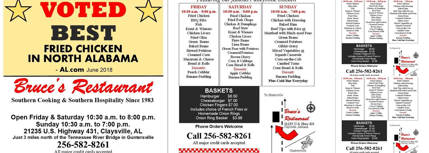 Bruce's Restaurant Menu