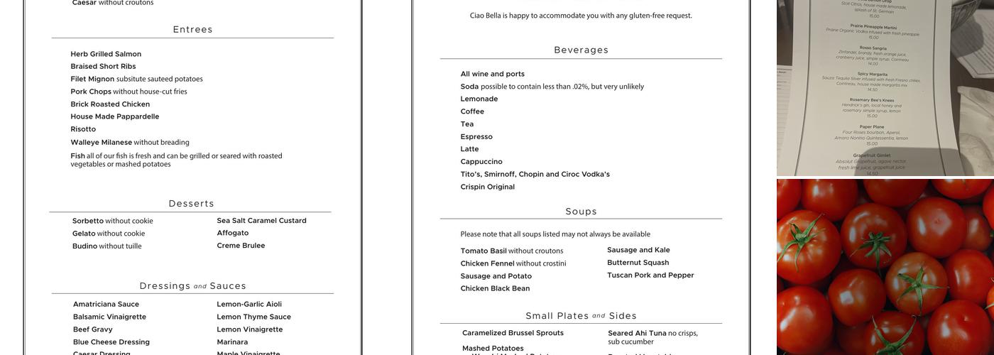 Ciao Bella Menu
