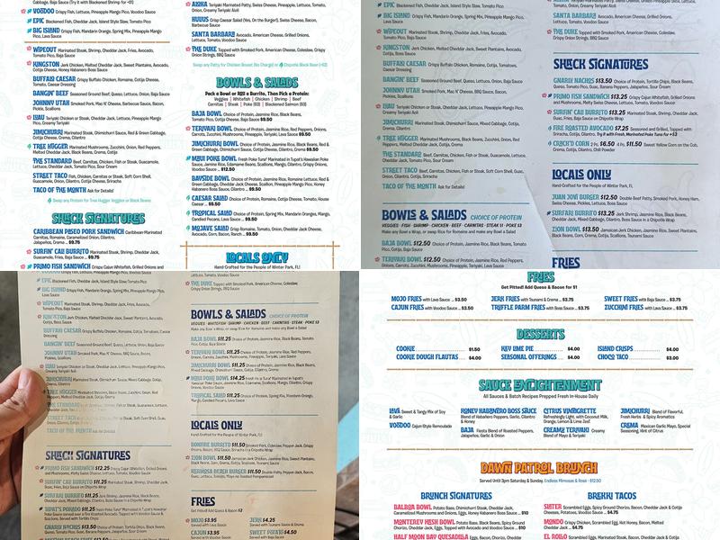 Jimmy Hula's Winter Park Menu