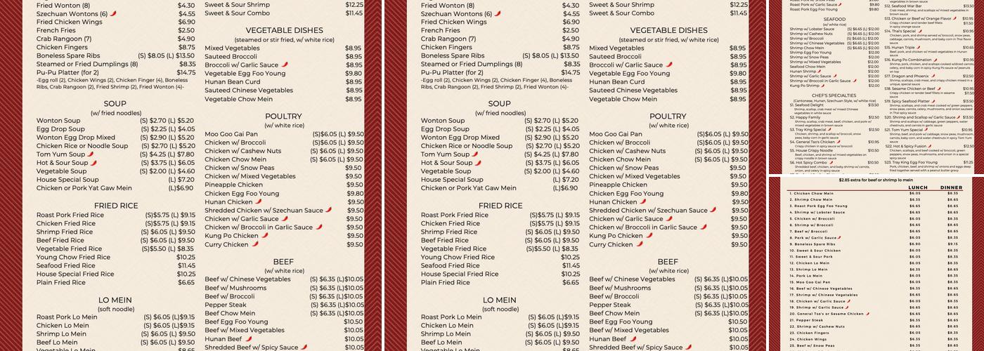 Tray King Menu