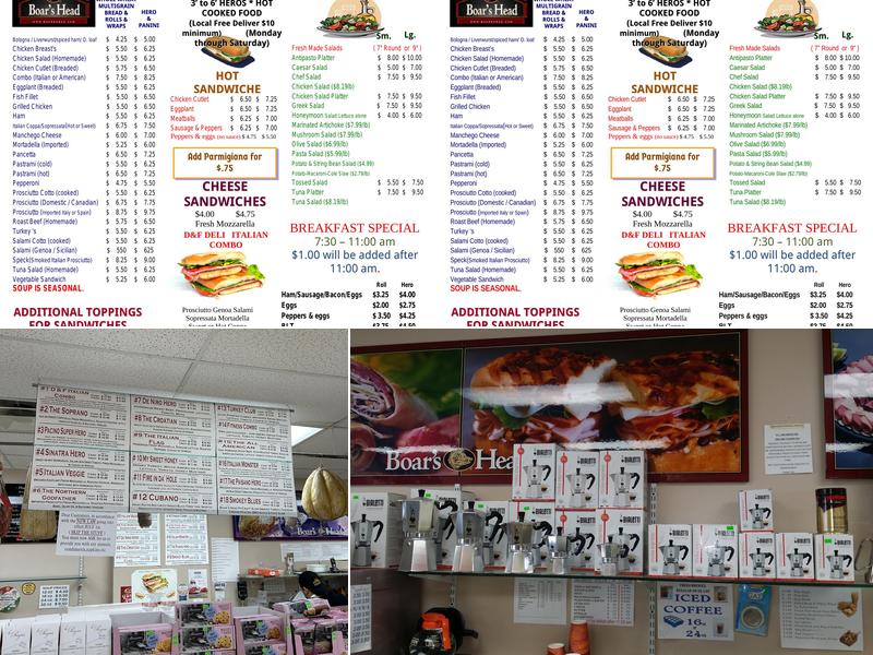 D & F Italian Deli Menu