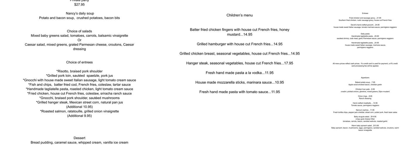 Nancy's Menu