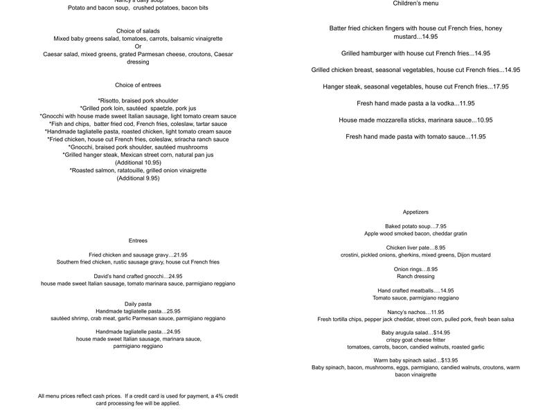Nancy's Menu