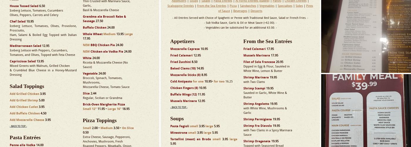 Angoletto Pizzeria Menu