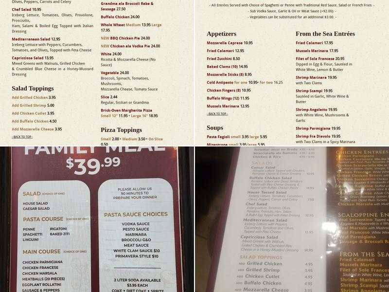 Angoletto Pizzeria Menu