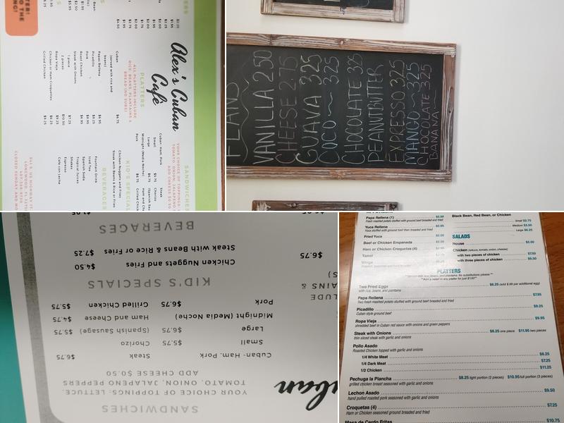 Alex's Cuban Cafe Menu