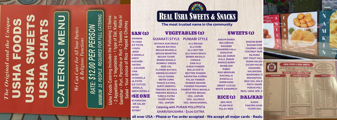 Real Usha Sweets & Snacks Menu