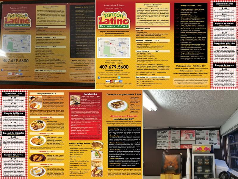 Rincón Latino Restaurant & Café Menu
