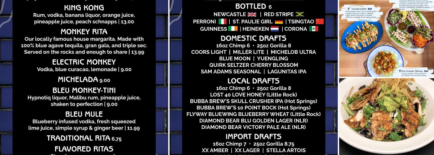 Bleu Monkey Grill Menu