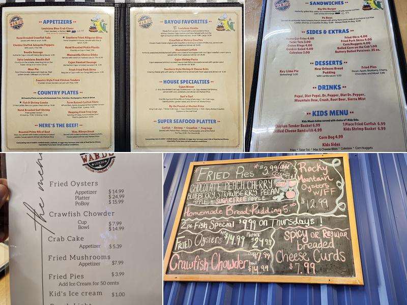 Wards Crawfish Hole Menu