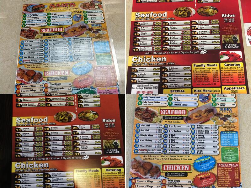 Sam's Southern Eatery Menu
