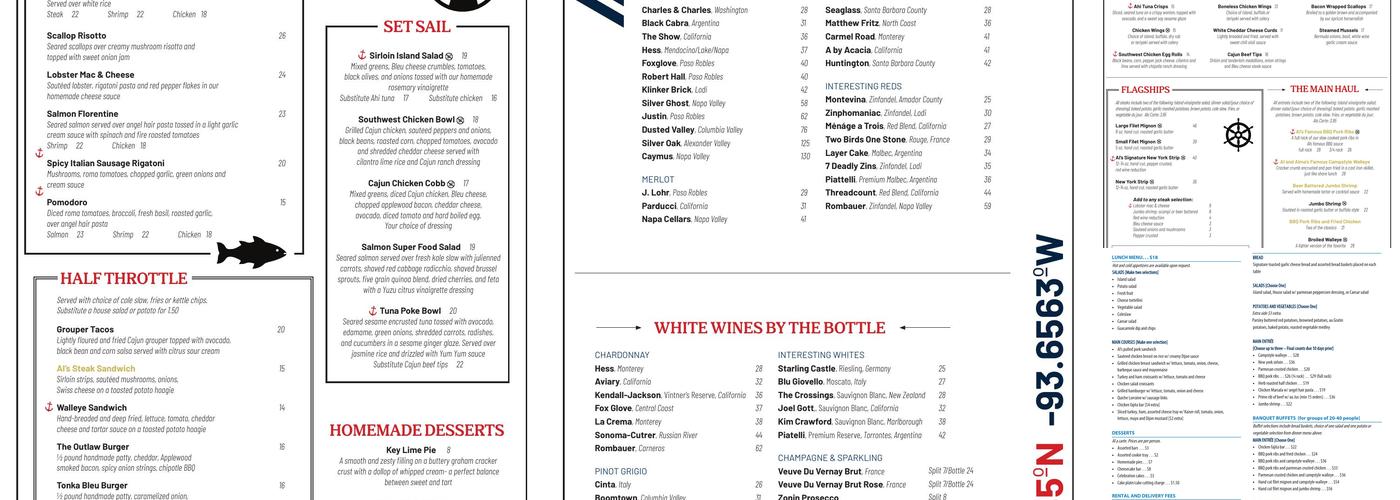 Al & Alma's Supper Club and Charter Cruises Menu