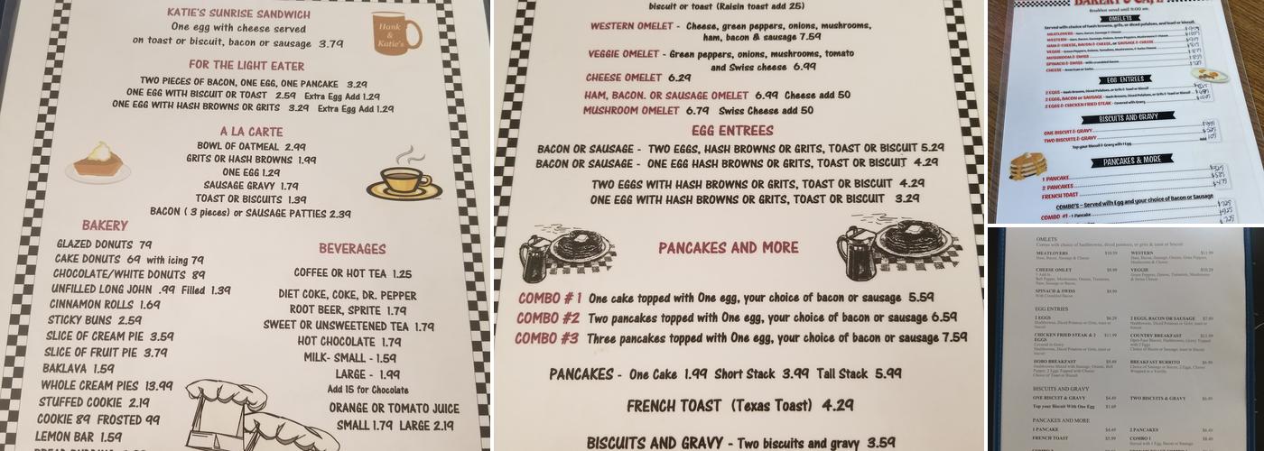 Hank & Kates Menu