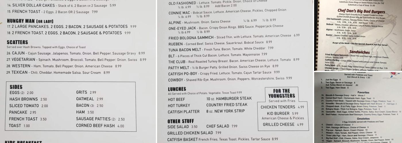 Connie's Cafe Menu