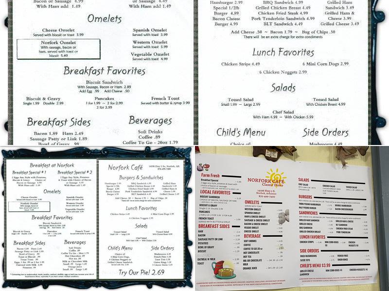 Norfork Cafe Menu