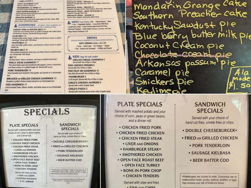 Beacon Point Restaurant Menu