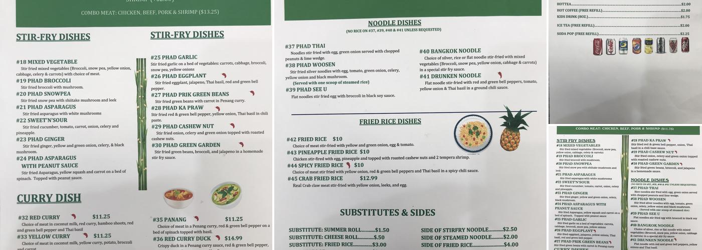 Dusit Thai Cuisine Menu