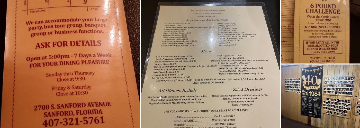 Cattle Ranch Menu