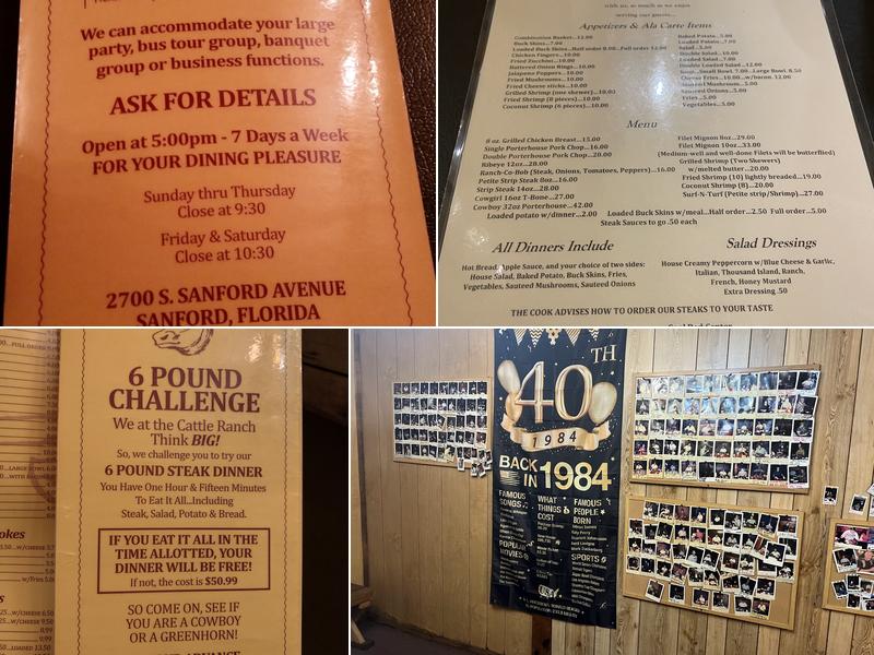 Cattle Ranch Menu