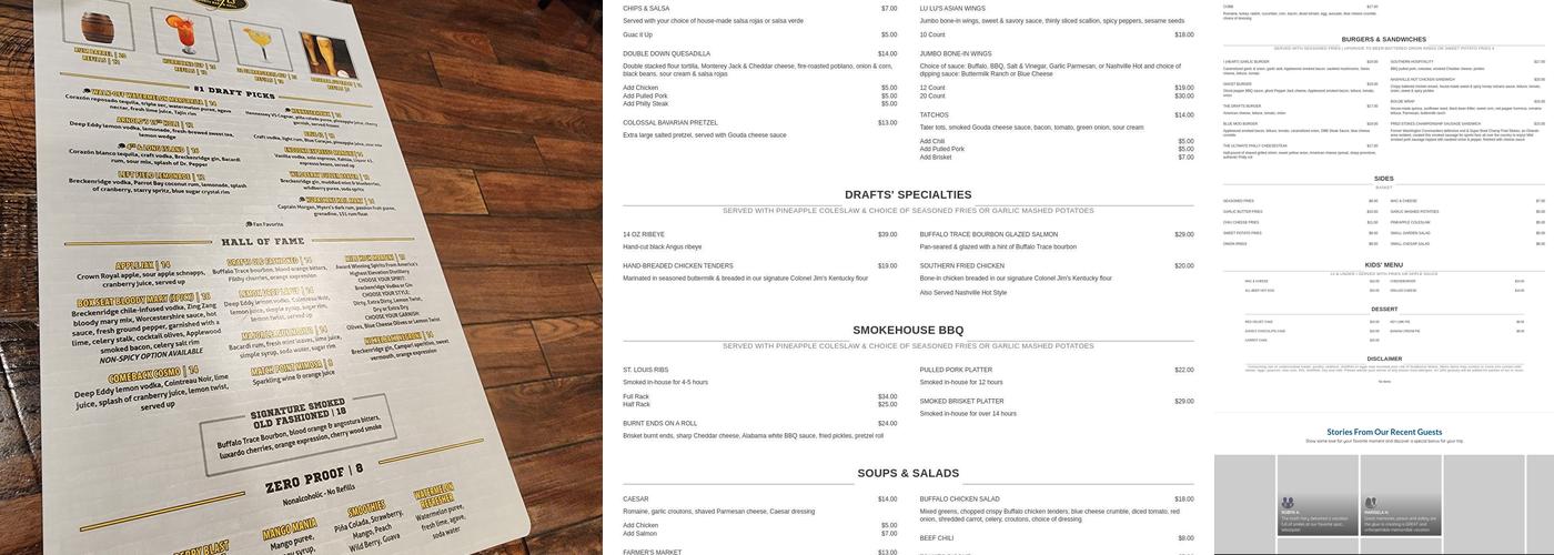 Drafts Sports Bar & Grill Menu