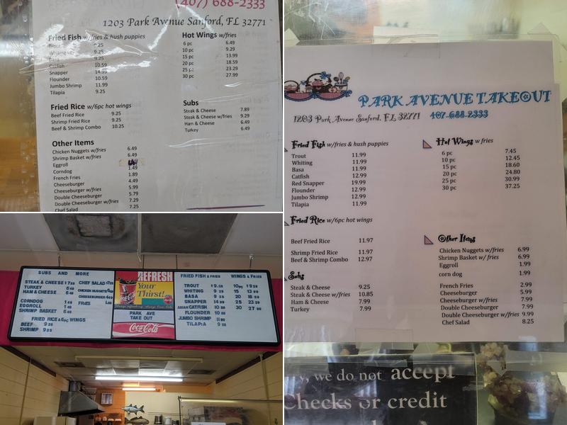 Park Avenue Takeout Menu