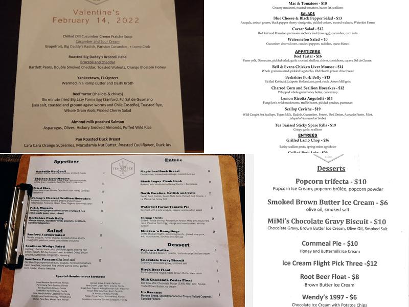 The Tennessee Truffle Menu