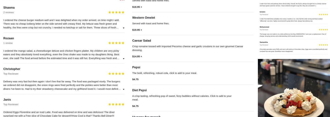 Bell Diner Menu