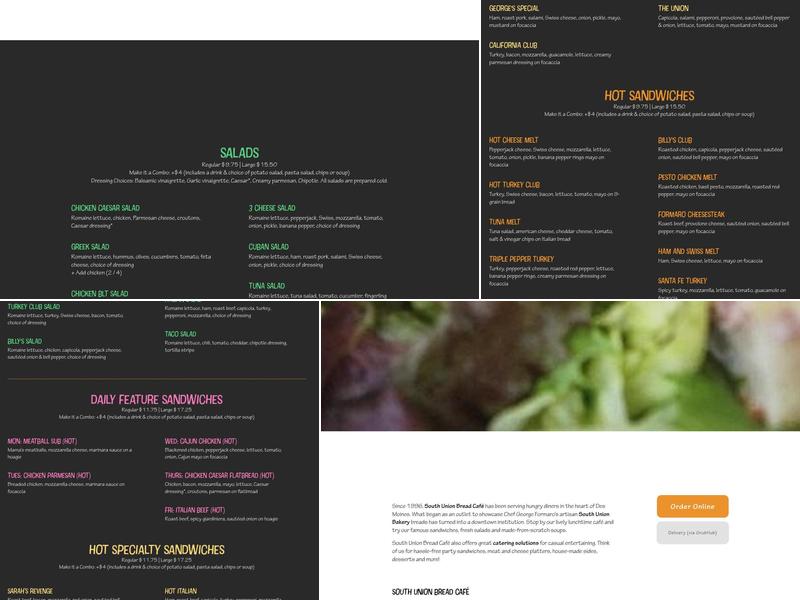 South Union Bread Cafe Menu