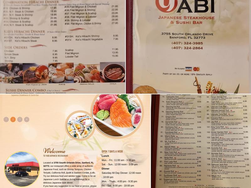 Yabi Sushi Menu