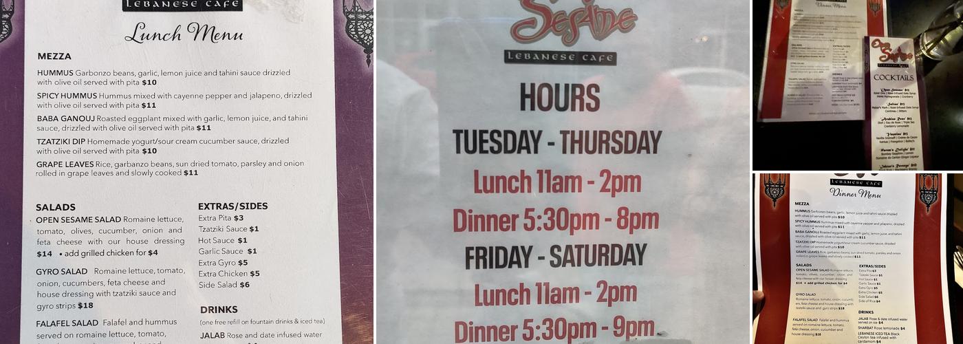 Open Sesame Menu
