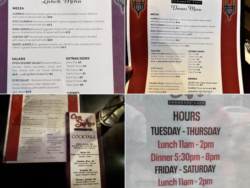 Open Sesame Menu