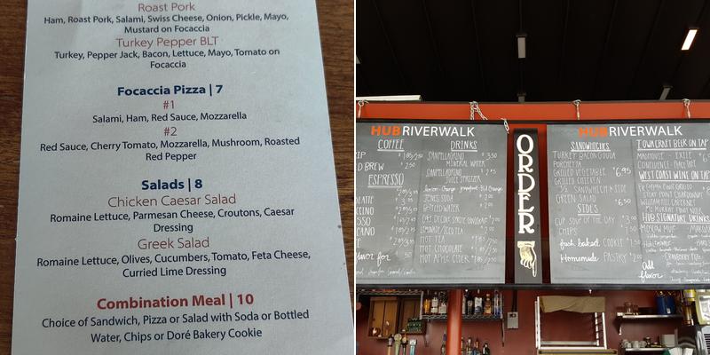 The Riverwalk Hub Menu