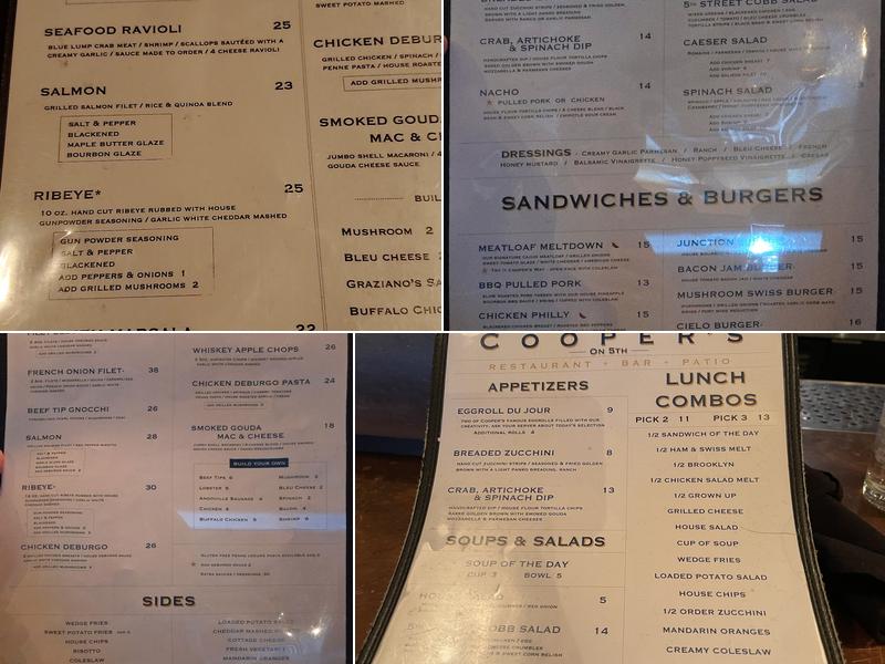 Cooper's on 5th Menu