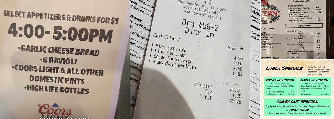 Chuck Celsi's Tavern Restaurant Menu