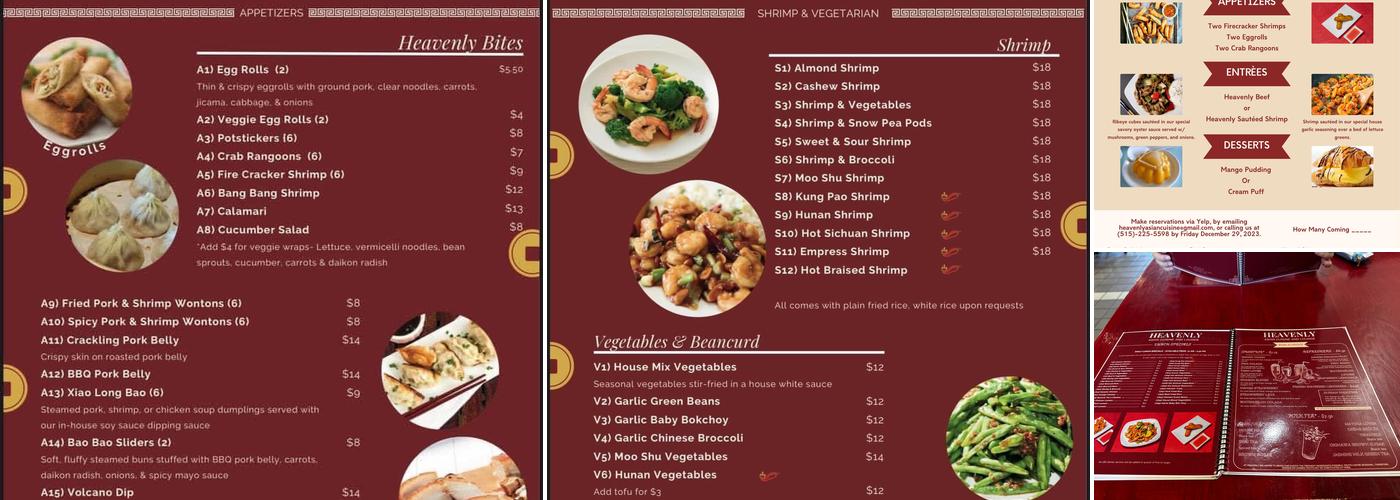 Heavenly Asian Cuisine & Lounge Menu