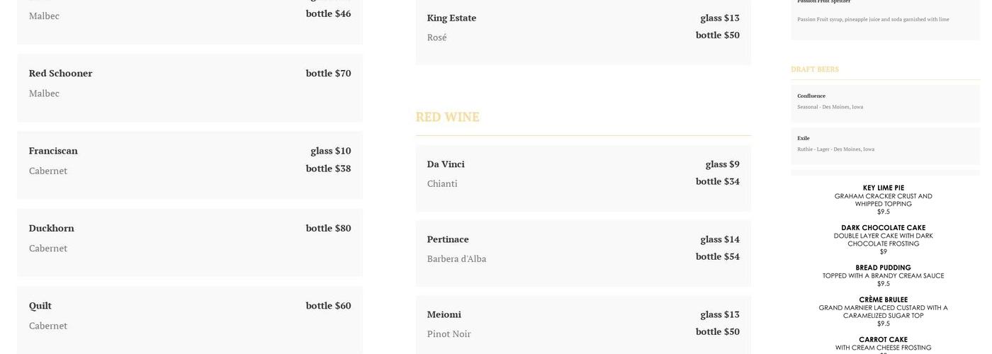 Skip's Menu