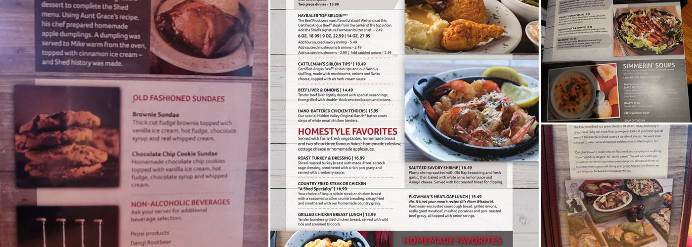 Machine Shed Restaurant Urbandale Menu